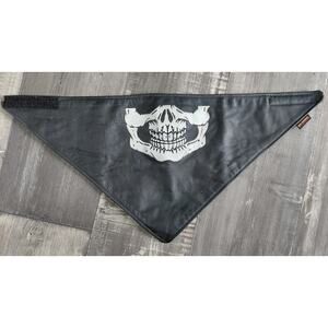 Hot Leathers Black Leather Skull Neck Warmer with Fleece Lining